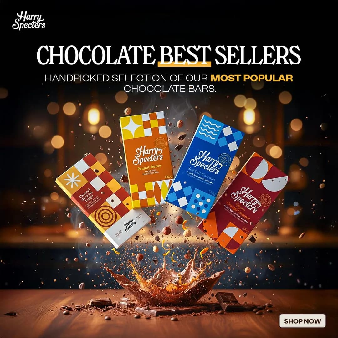 Paid social ad showing a range of chocolate bars as a best-seller selection